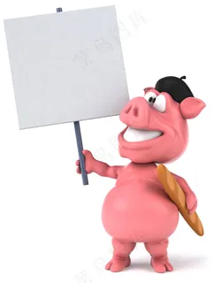 拿着广告牌的小猪图片 拿着广告牌的小猪图片