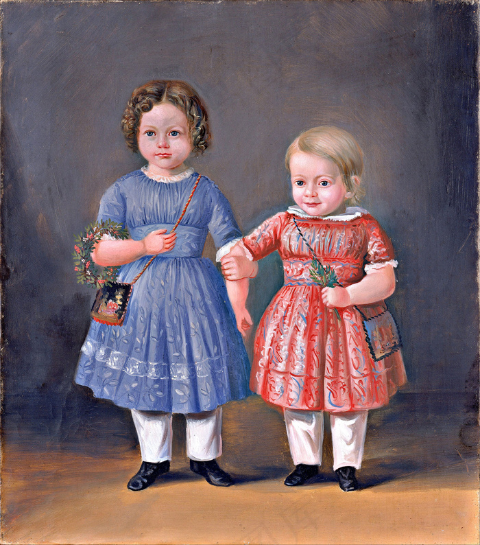 油画 小兄妹图片