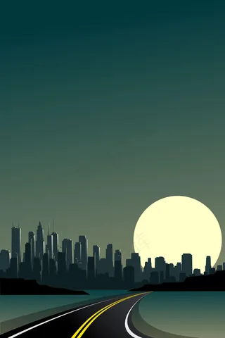 矢量扁平手绘透视公路背景设计