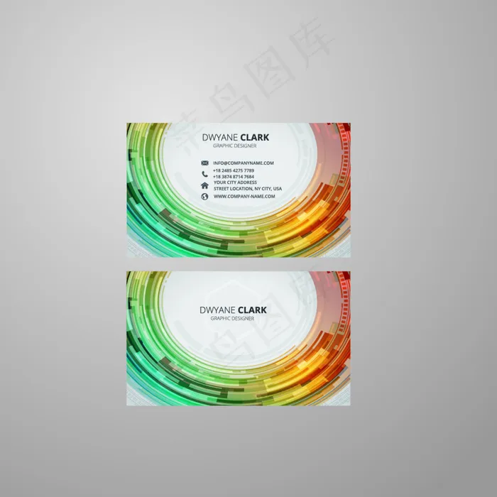 七彩绚丽名片ai矢量模版下载