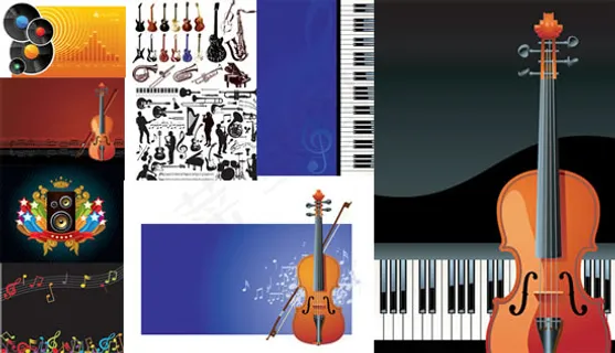 琴键扭动音符飘荡音乐海报矢量素材 琴键扭动音符飘荡音乐海报矢量素材