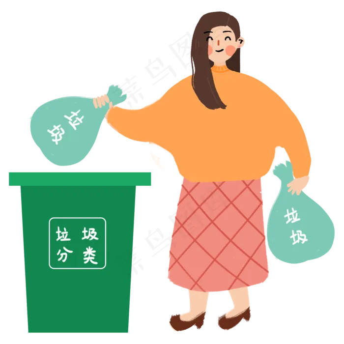 地球日保护扔垃圾的女孩免抠图(2000*2000px 300 dpi )psd模版下载