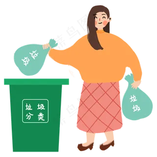 地球日保护扔垃圾的女孩免抠图