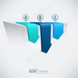 箭头与立方体等多彩统计图矢量素材