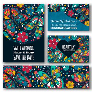 蝴蝶背景婚礼邀请函