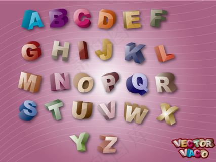 3D彩色英文字母ai矢量素材
