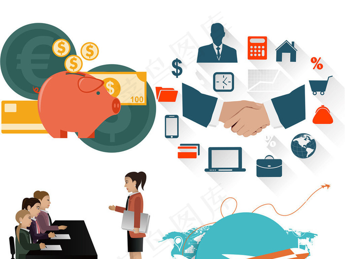 手机图标信息图标创意金融商务扁平