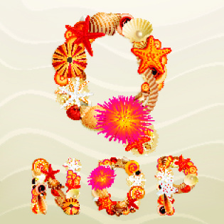 海洋元素字母矢量集01