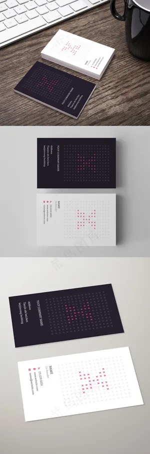 2017年蓝红极简科技名片模版ps...