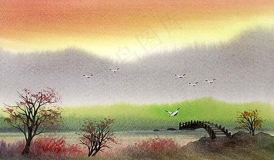 彩绘风景　水彩风景　水彩画_40