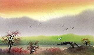 彩绘风景　水彩风景　水彩画_40
