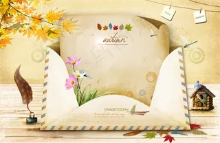 创意信封信纸PSD素材