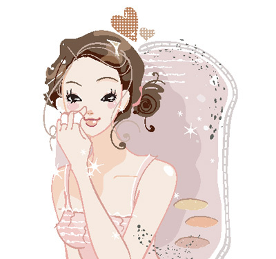 在化妆的可爱女生
