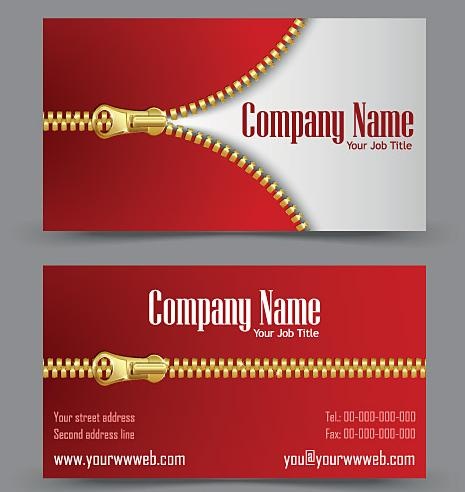 金色拉链名片设计矢量