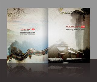 中国水墨风格封面册矢量素材