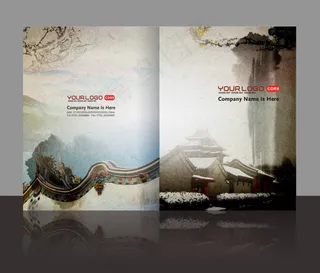 中国水墨风格封面册矢量素材