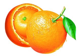 带叶子的橙子