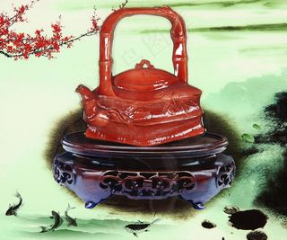 福贵平安中式茶壶荷花电表箱装饰壁画...