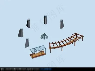亭子和廊架设计3D小品建筑模型