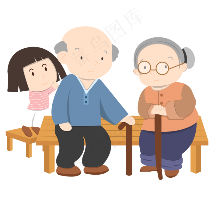 手绘矢量重阳节卡通老年人