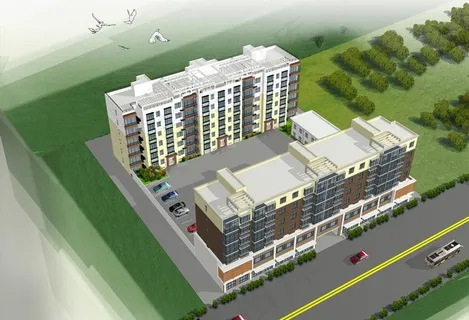 临街小区鸟瞰效果图