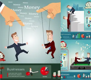 卡通金融商务海报矢量素材