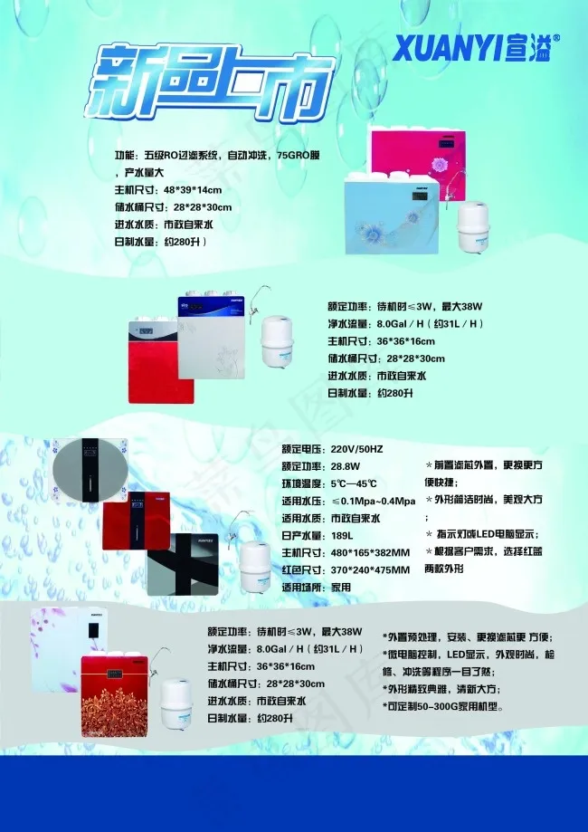 净水器彩页广告设计psd模版下载