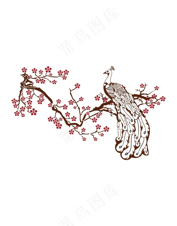 孔雀插画ai矢量模版下载