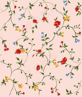 红色 黄色和蓝色的小花朵背景矢量