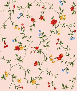 红色 黄色和蓝色的小花朵背景矢量