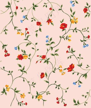 红色 黄色和蓝色的小花朵背景矢量