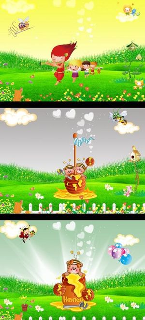 卡通背景 幼儿园广告 儿童节 六一...