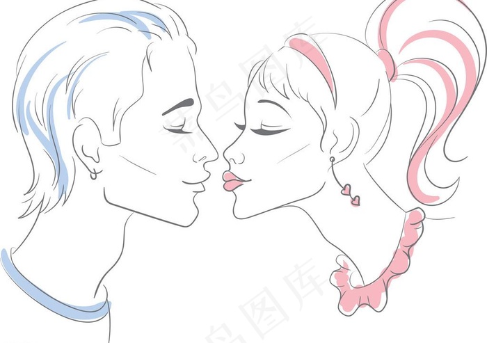 手绘美女图片eps,ai矢量模版下载