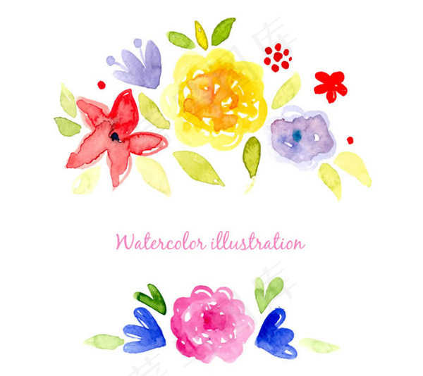 清新水彩花卉矢量素材下载