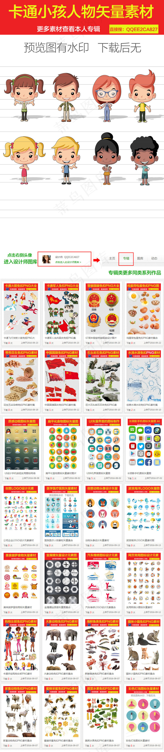 卡通儿童头像设计矢量图片集合