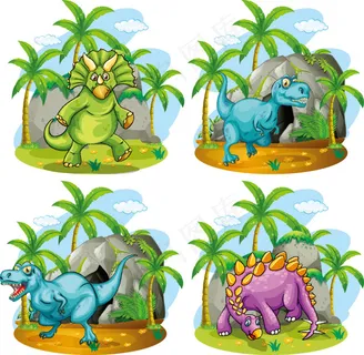 卡通椰树与卡通恐龙图片
