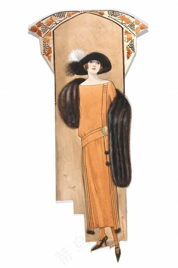 橙色连衣裙设计图