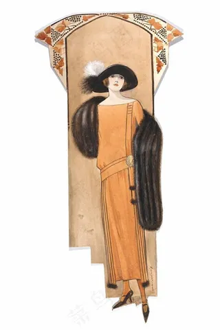 橙色连衣裙设计图