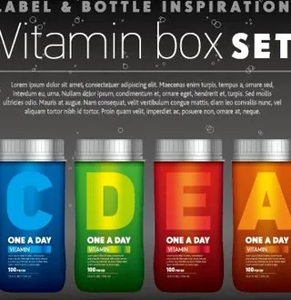 维生素盒设计矢量图01