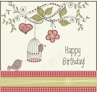 欧式花纹花朵爱心小鸟 卡片图片