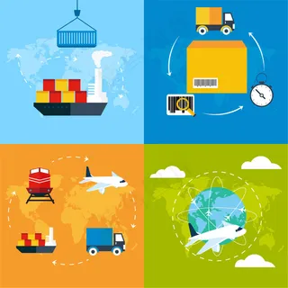 4款环球运输插画矢量素材