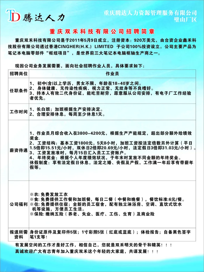 双禾招聘简章展板cdr矢量模版下载