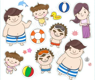 海滩上的一家图片