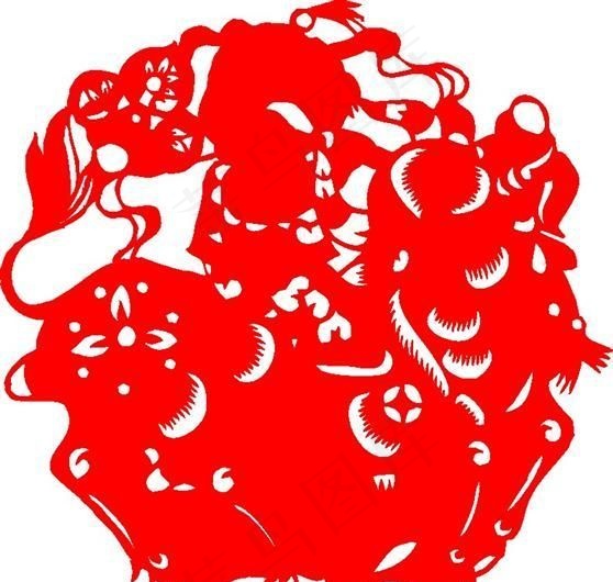 2009年牛年新春吉祥剪纸 牛 民...ai矢量模版下载