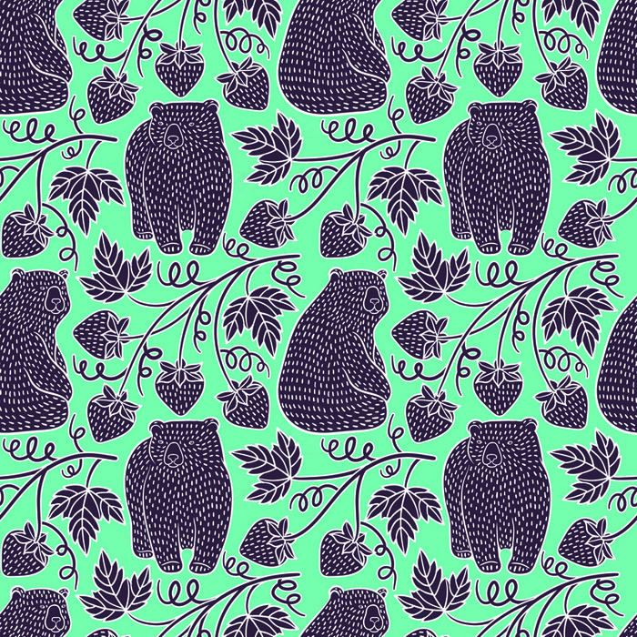 卡通可爱北欧童话梦幻儿童动物无缝平铺背景头像印刷矢量图片素材