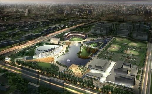 城市综合体后期鸟瞰夜景效果图图片