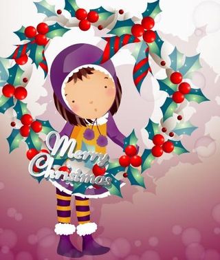 韩国XMAS快乐女孩矢量图03