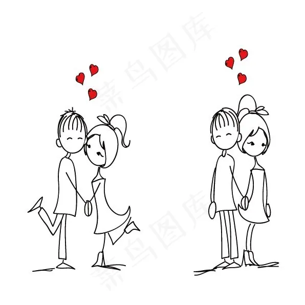 清新创意爱情简笔画eps,ai矢量模版下载