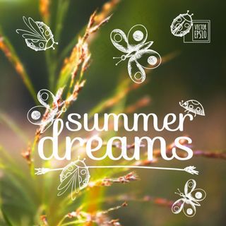 夏日的梦手绘背景矢量素材 夏日的梦手绘背景矢量素材
