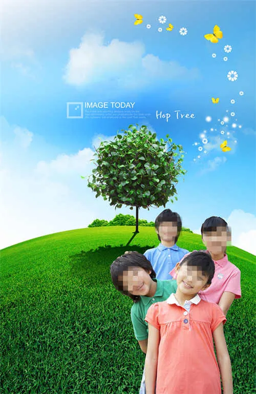 高清儿童绿色概念草树素材(2600X4000(DPI:300))psd模版下载